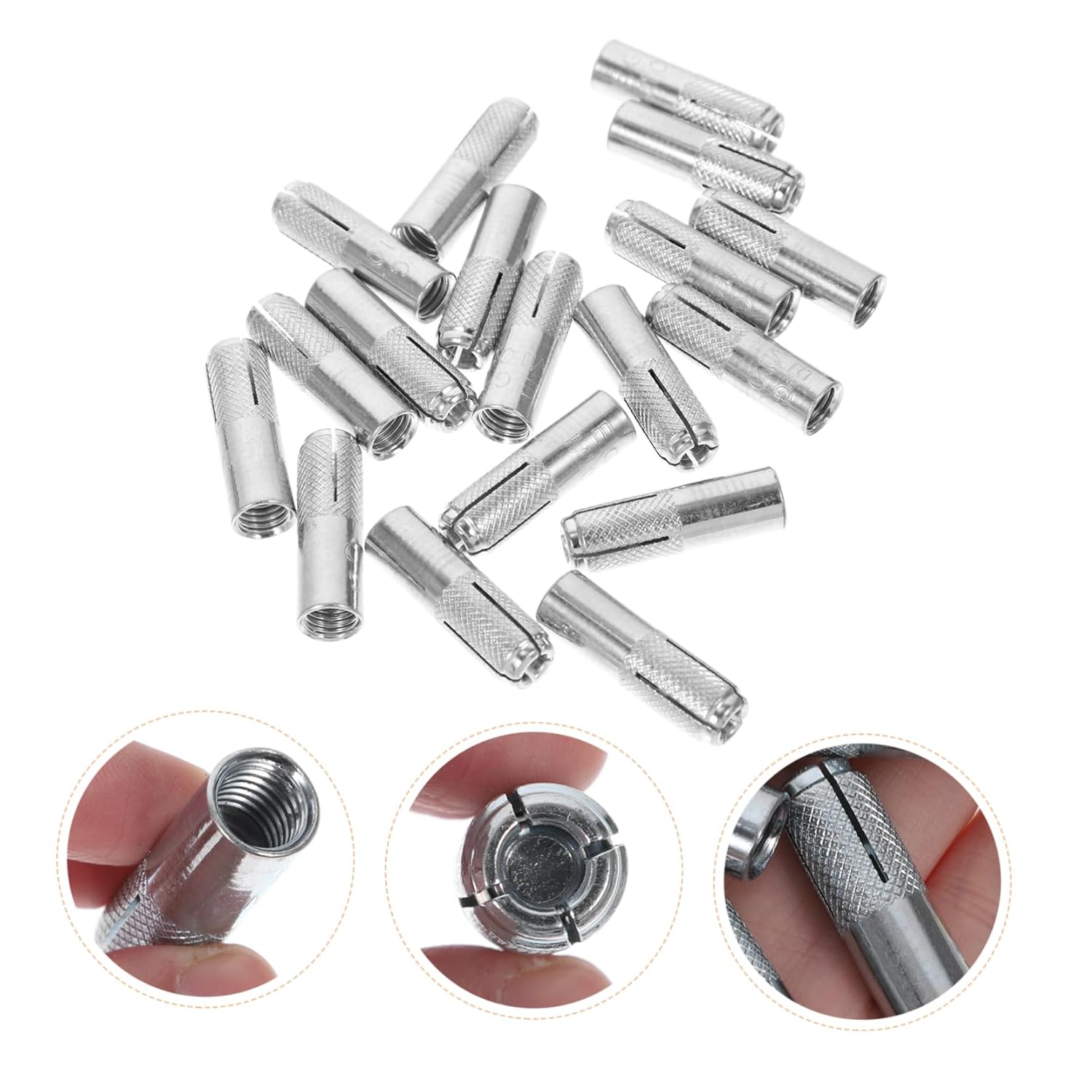 50pcs M10x40 Galvanized Carbon Steel Knurled Drop-in Anchors for Solid Concrete Internal Expansion Screw Bolts Heavy Duty Concrete Anchors Kit
