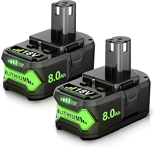 2 paquetes actualizados de 8000 mAh compatibles con batería Ryobi de 18 V ONE+ P102 P103 P105 P107 P108 P109 inalámbrico para un sistema de