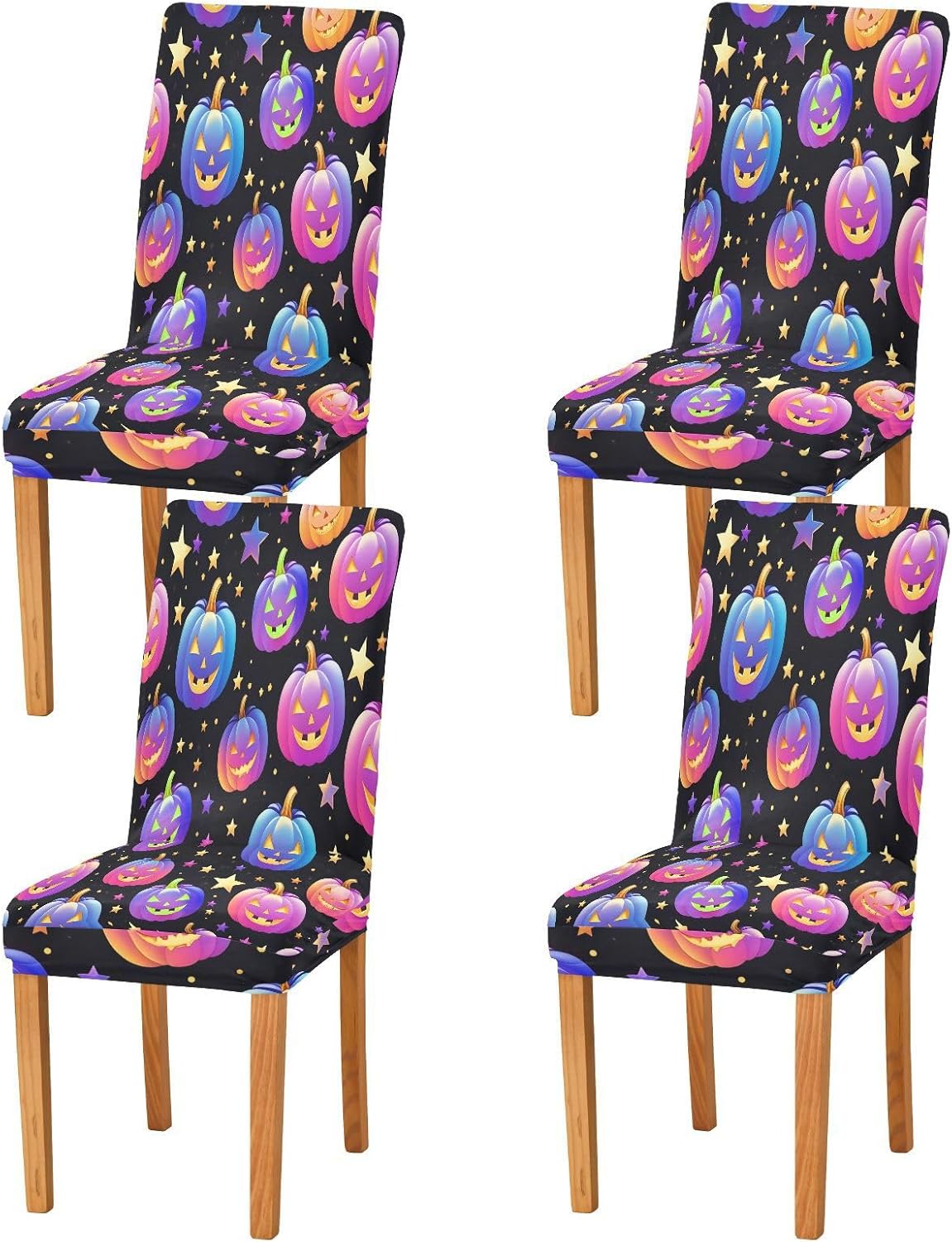 ALAZA Chair Covers for Dining Room, Gradient Pumpkin Pattern Stretch Chair Cover Sets Chair Protector Removable Washable for Ktichen Restaurant Hotel