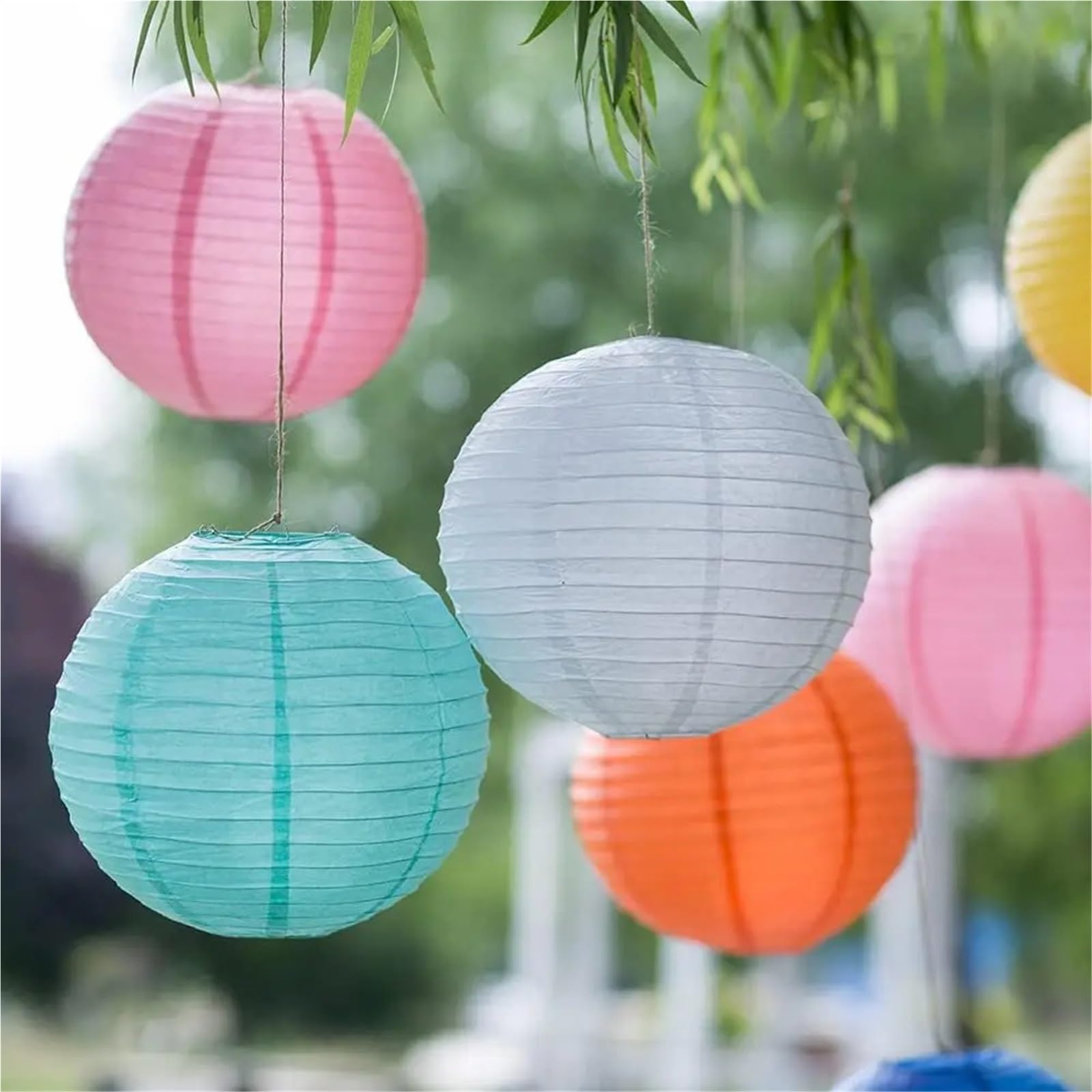 Faroles de papel estilo chino, juego 10, ideales for decoración fiestas 15 a 40 cm(Silver,10inch)