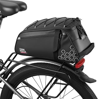 KEMIMOTO 2 en 1 Sacoche Vélo Étanches, 11L Sacoche Velo Porte Bagage Arriere Impermeable avec Réfléchissante, Sac à Vélo Multifonctionnelle avec Poignée de Transport et Bandoulière, Noir - Amazon product rated Grade A