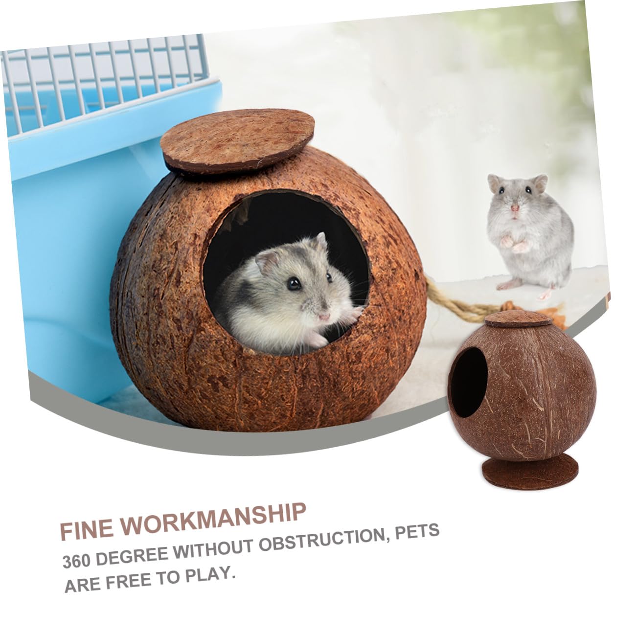 Sosoport 2stücke Poliertes Kokosnussschalen-Nest Für Haustiere Für Vögel Hamster Und Eichhörnchen Mit Basis Für Desktop Langlebig Und Natürlich Perfektes Schlafplatz Für Ihr Tier