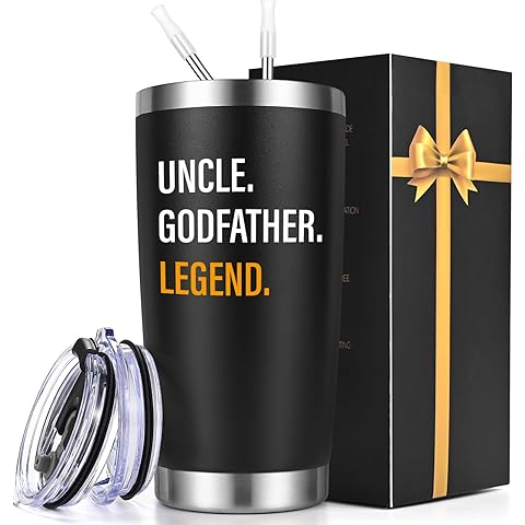 Gtmileo Godfather Gift, Uncle Godfather Legend Insulated Tumbler, Christmas Birthday Legend Gifts from Godchild (20 Oz-Black)