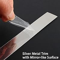 Vista 3 de Moldura de pared de acero inoxidable para despegar y pegar, moldura de metal autoadhesivo flexible para techo, marco de espejo y más, acabado