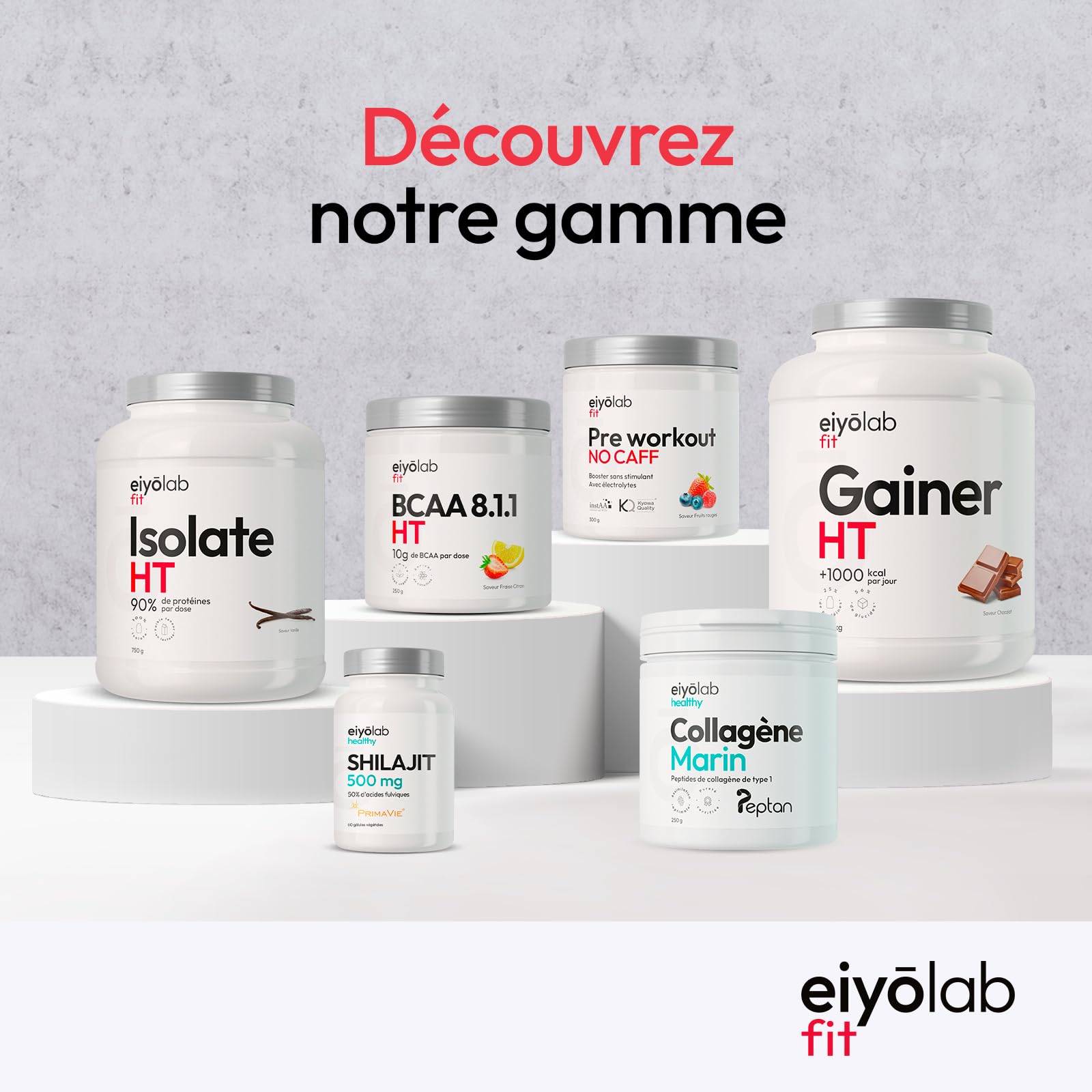 GH + HT | Booste Naturellement la Production d’Hormone de Croissance | Arginine, Gaba, Ornithine & Melisse | Construction Musculaire et Qualité du Sommeil | Vitamine B6 | 120 Gélules Vegan | Eiyolab