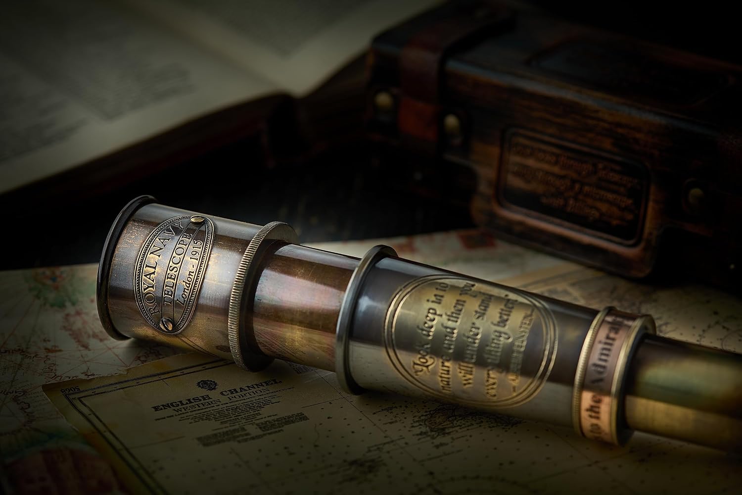 1920 Antique Brass Spyglass Telescope 15-inch with Premium Leather Case, Collapsible 15x Clear Vision, Vintage Pirate & Explorer Collectible for Sailing, Birdwatching, Home & Ship Decor | Super7One