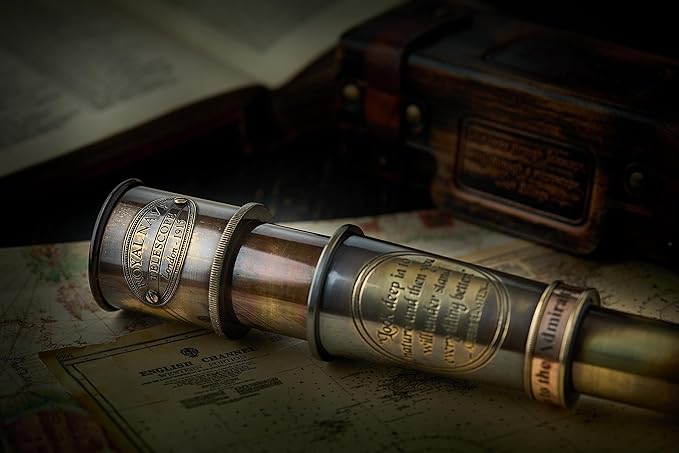 Telescopio Antiguo de Latón 1920, 15 Pulgadas, con Estuche de Cuero miniatura 6