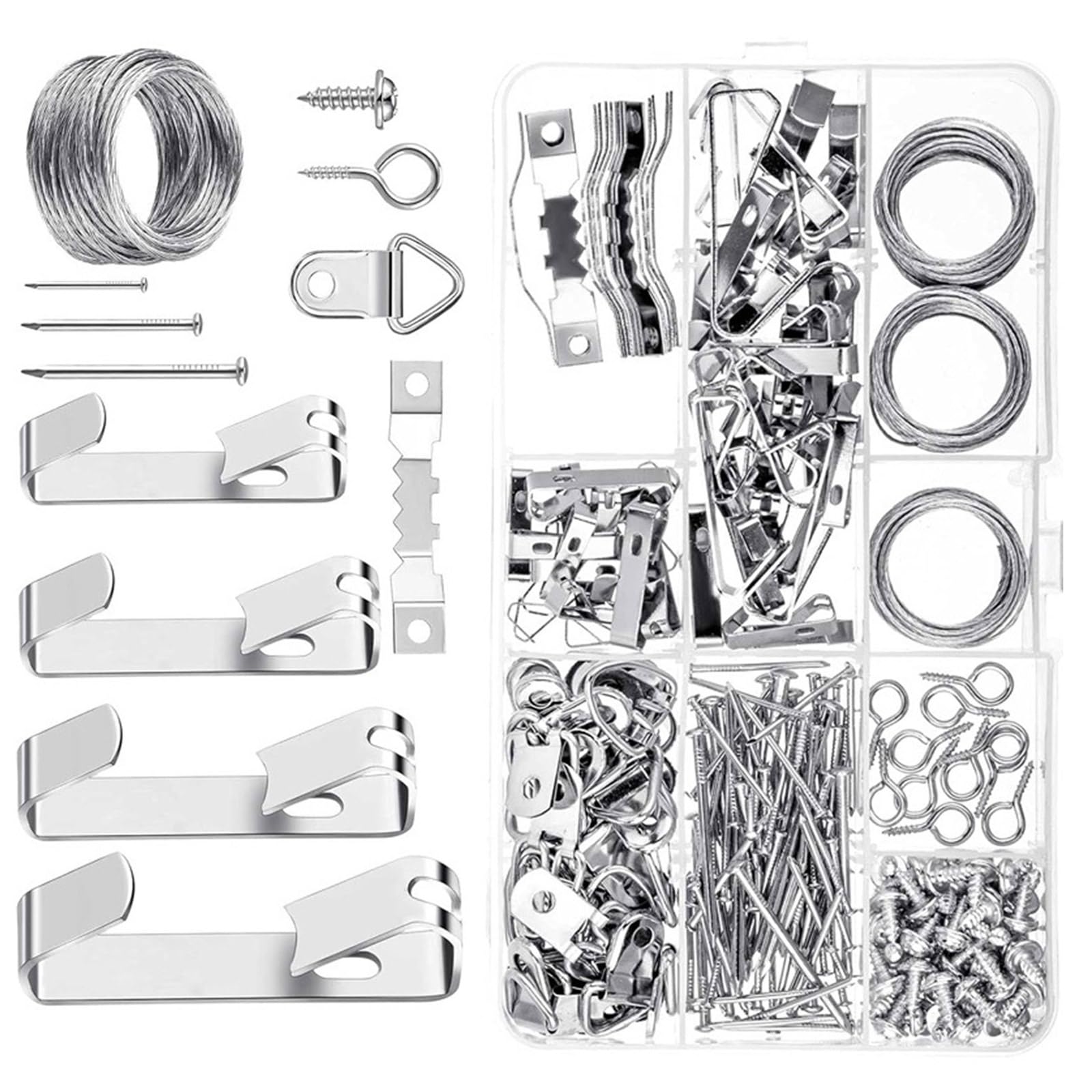 246Pcs Metal Picture Hangers Set Picture Hanging Hook Heavy Duty Hook with Nails for Drywalls Wood Wall Hanging Kits Heavy Duty Hangers Hardware