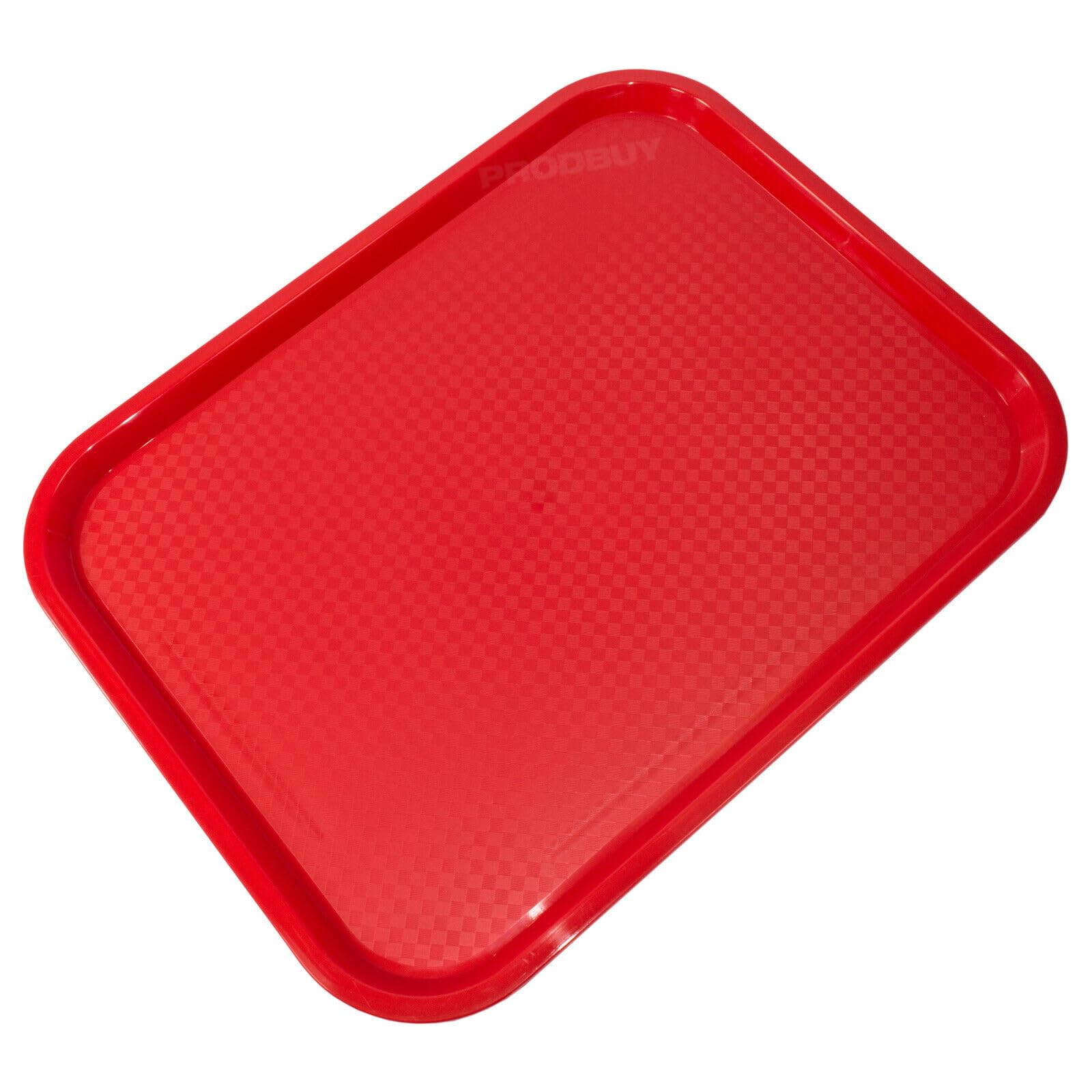 Set of 4 Large Red 45cm Plastic Food Canteen Serving Trays