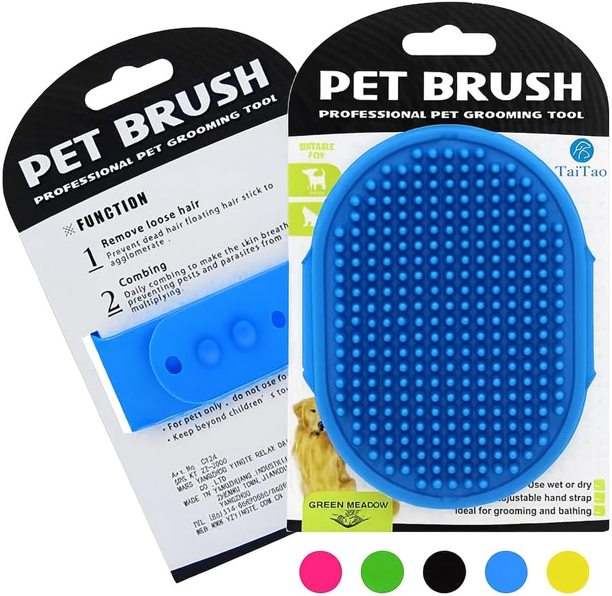Silicone Pet Grooming Brush for Dogs & Cats – Soft Bath Brush, Gentle Deshedding & Massage Tool, Adjustable Hand Strap, Use Wet or Dry for Short & Long Hair Pets (Blue)