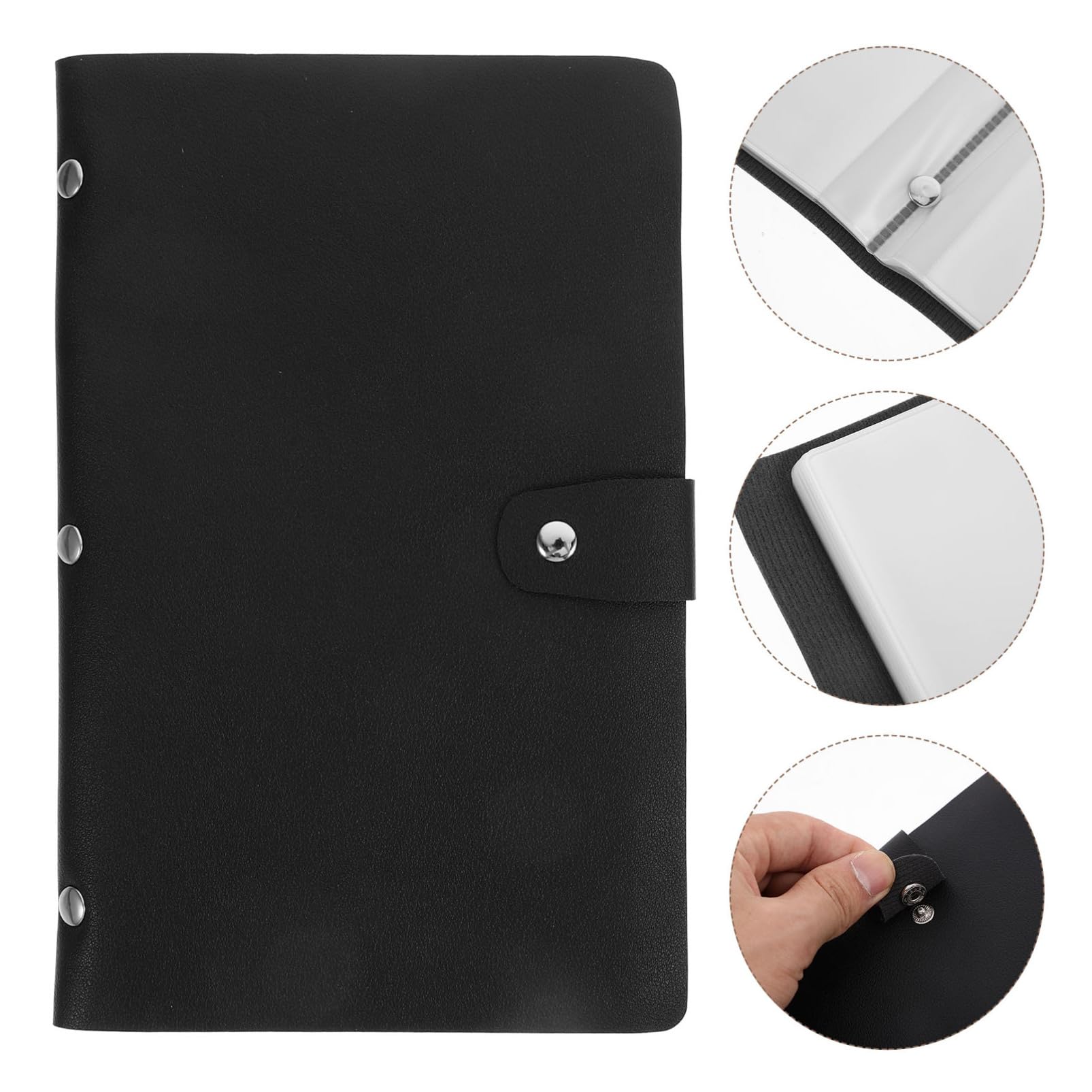 TEHAUX Carnet de Factures Pratique en Pu et Pvc Noir, Portable 20 Feuilles pour Organiser et Protéger Documents Importants au Bureau
