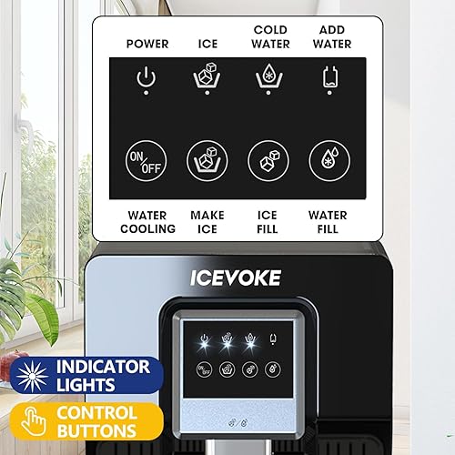 Miniatura 5 de Dispensador de agua de carga inferior 2 en 1 con máquina de hielo para botella de 3 o 5 galones, máquina de hielo de bala integrada, enfriador de