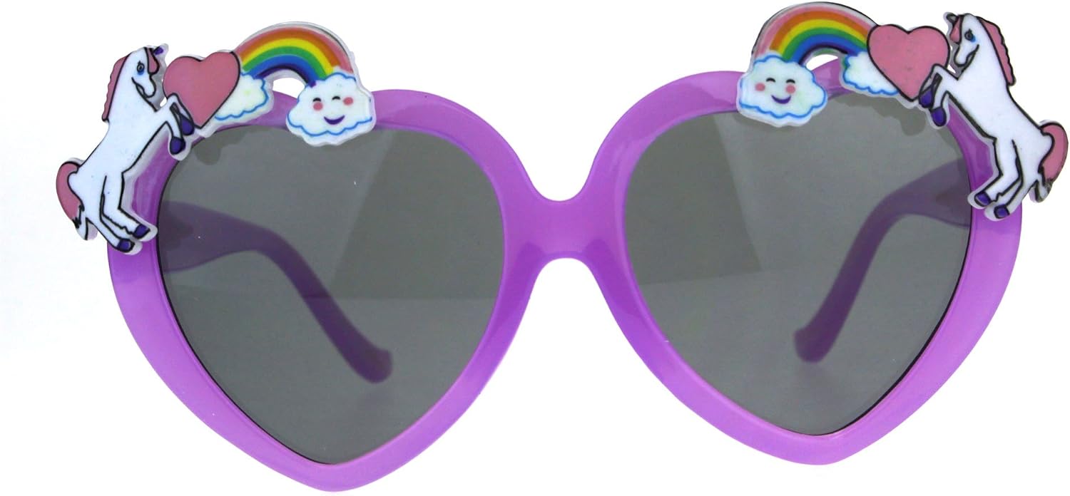 SA106 Children Size Girls Rainbow Unicorn Heart Shape Sunglasses