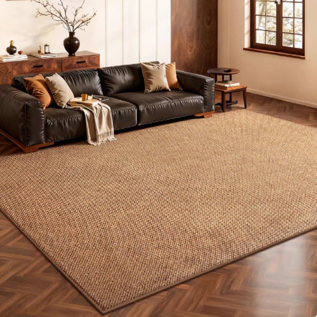 Tapis en jute pour salon chaleureux et chambre cosy en fibre naturelle tressée