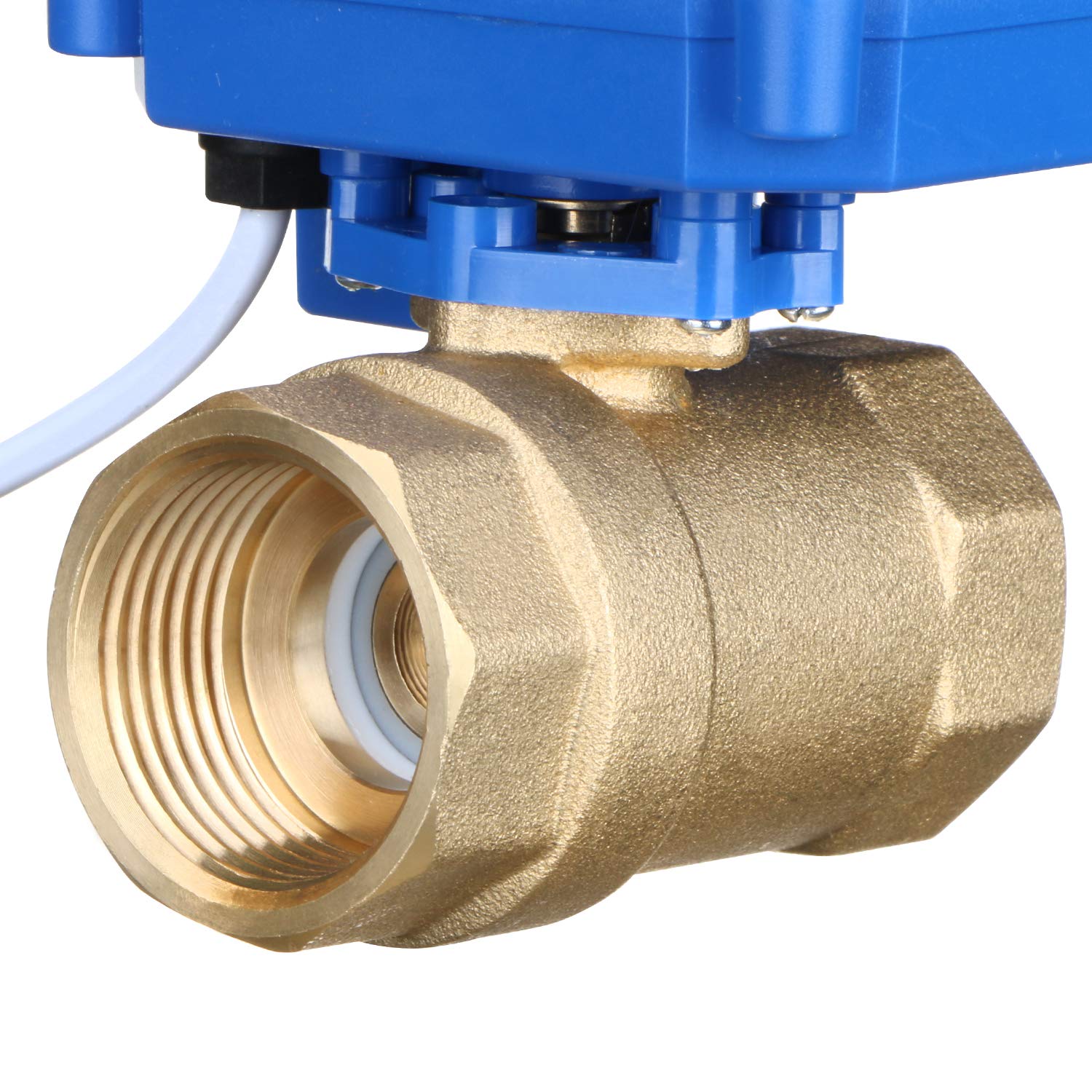 U.S. Solid Valvola a sfera motorizzata 1" elettrovalvola in ottone – Funzione manuale, 2 vie, 9-24V AC/DC, 2 fili, ritorno automatico, normalmente chiusa