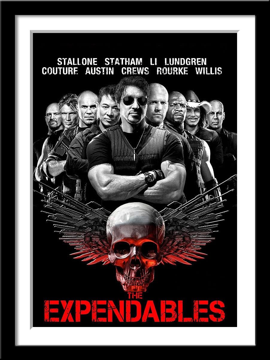 Tallenge - The Expendables - Sylvester Stallone - Hollywood Action Movie Poster - Small Framed Poster(Paper,12x17 inches, Multicolour)