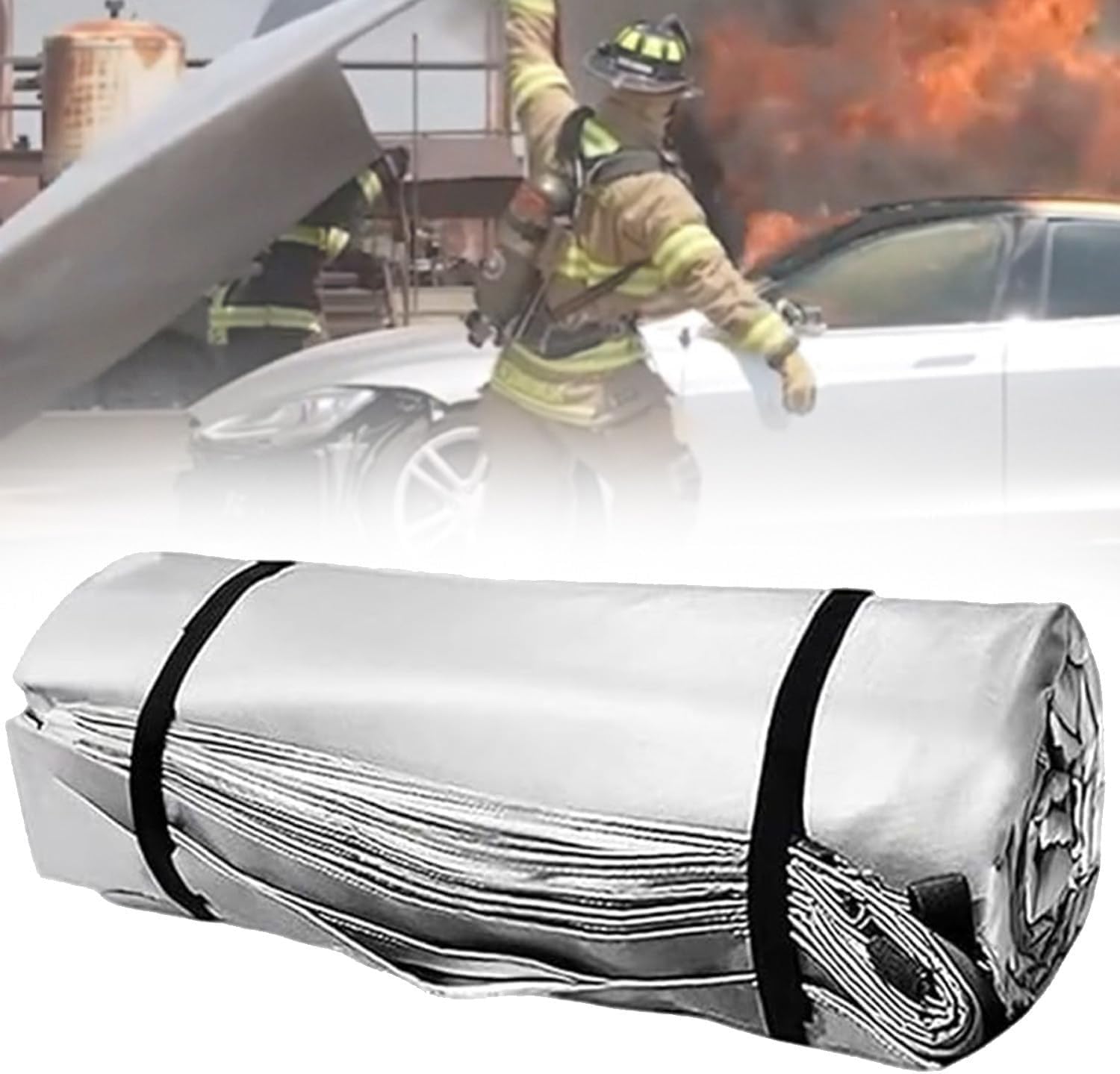 Ynbshgaa Size_name Car Fire Blanket For Electric & Gas Vehicles, Double-Sided Silicone Fire Extinguisher Blanket, Survival Safe Blanket For Vehicle Accident, 4X6m,-4X6m/13.1X19.7ft