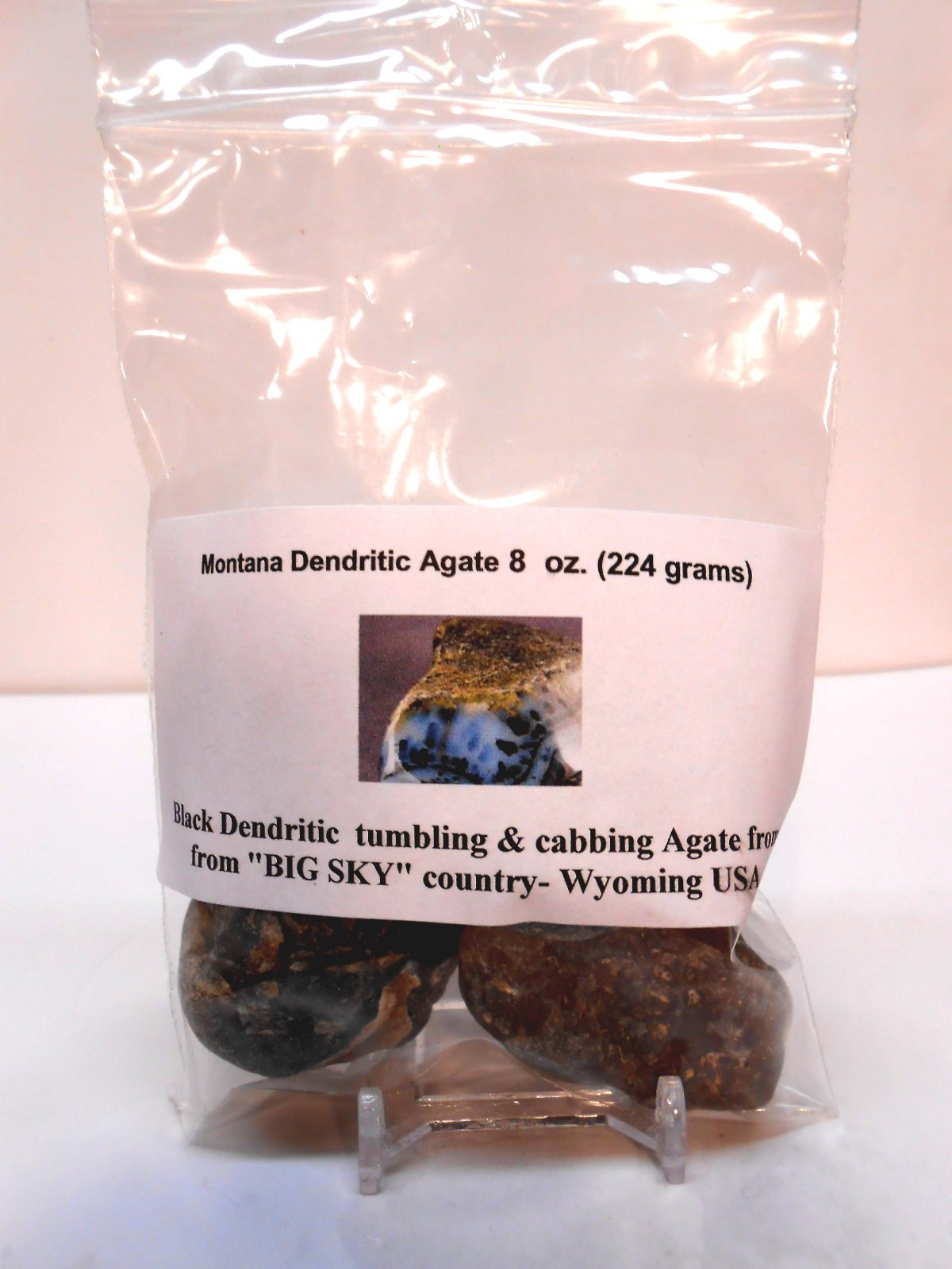 Rockhound's 1st Choice Yellowstone,Montana Black Dendrite Agate Rock Tumbler Gem Refill Kit Yellowstone,Montana Black Dendrite Agate Rough 8 oz