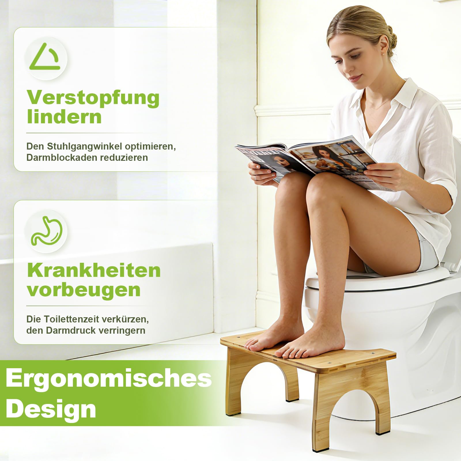 HA BIN Sgabello WC per Adulti e Bambini, Sgabello Toilette per una Posizione Naturale e Migliore Digestione, Klohocker Ergonomico per Bagno Toilet stool