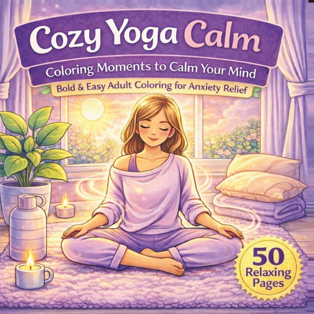 Cozy Yoga Calm: A Coloring Book for Adults Featuring Relaxing Yoga Poses, Cozy Spaces, and Peaceful Self-Care Moments: Calming Moments to Ease Your Mind and Create Gentle Everyday Peace