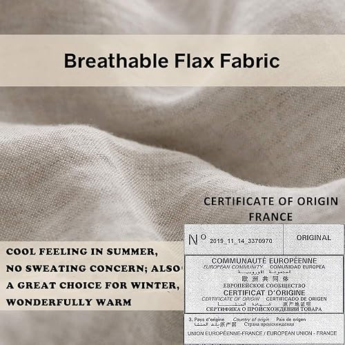 Miniatura 10 de Simple&Opulence - Juego de funda de edredón 100 % lino con bordado en cruz, estilo alquería, 3 piezas (1 funda de edredón y 2 fundas decorativas de