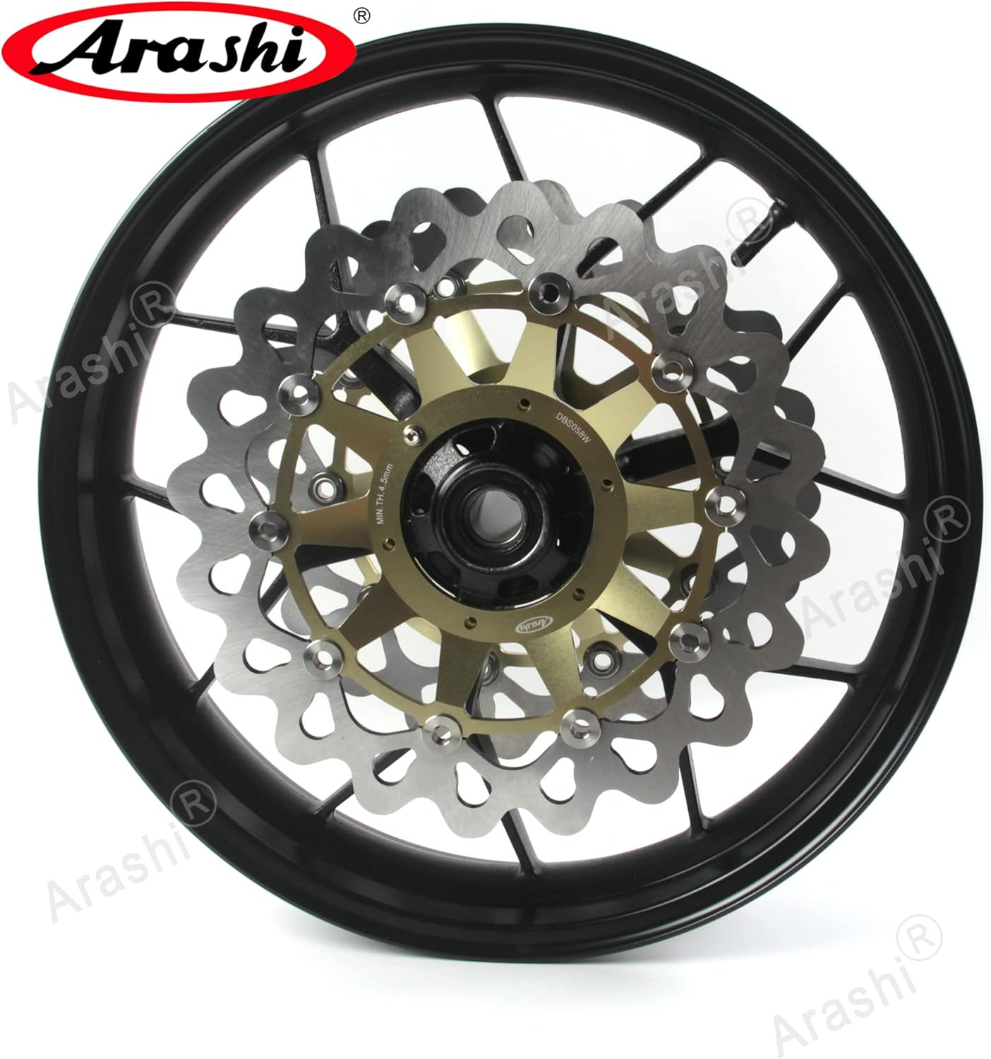 Arashi Front Wheel Rim and Brake Disc Rotors for Honda CBR1000RR 2006-2016, Motorcycle Replacement Accessories Parts Gloss Black