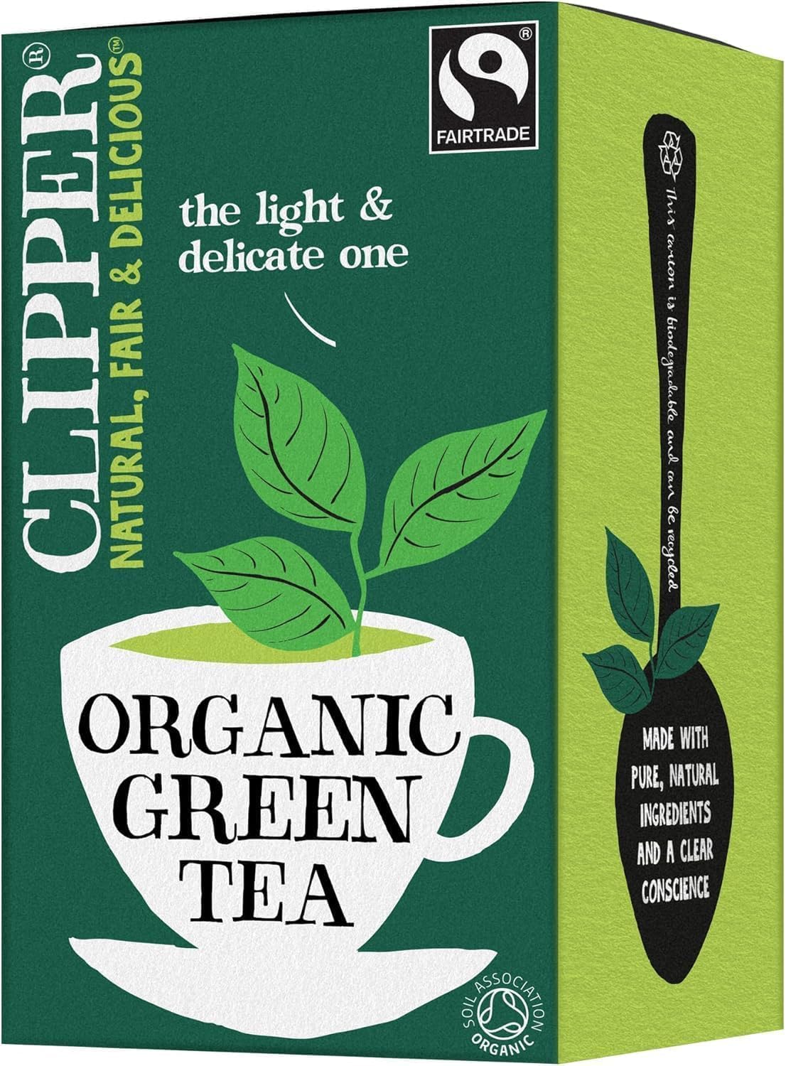 Clipper Organic Pure Green Tea Bags, Box of 40 Teabags | Uplifting Antioxidant-Rich Daily Wellness | Unbleached & Biodegradable