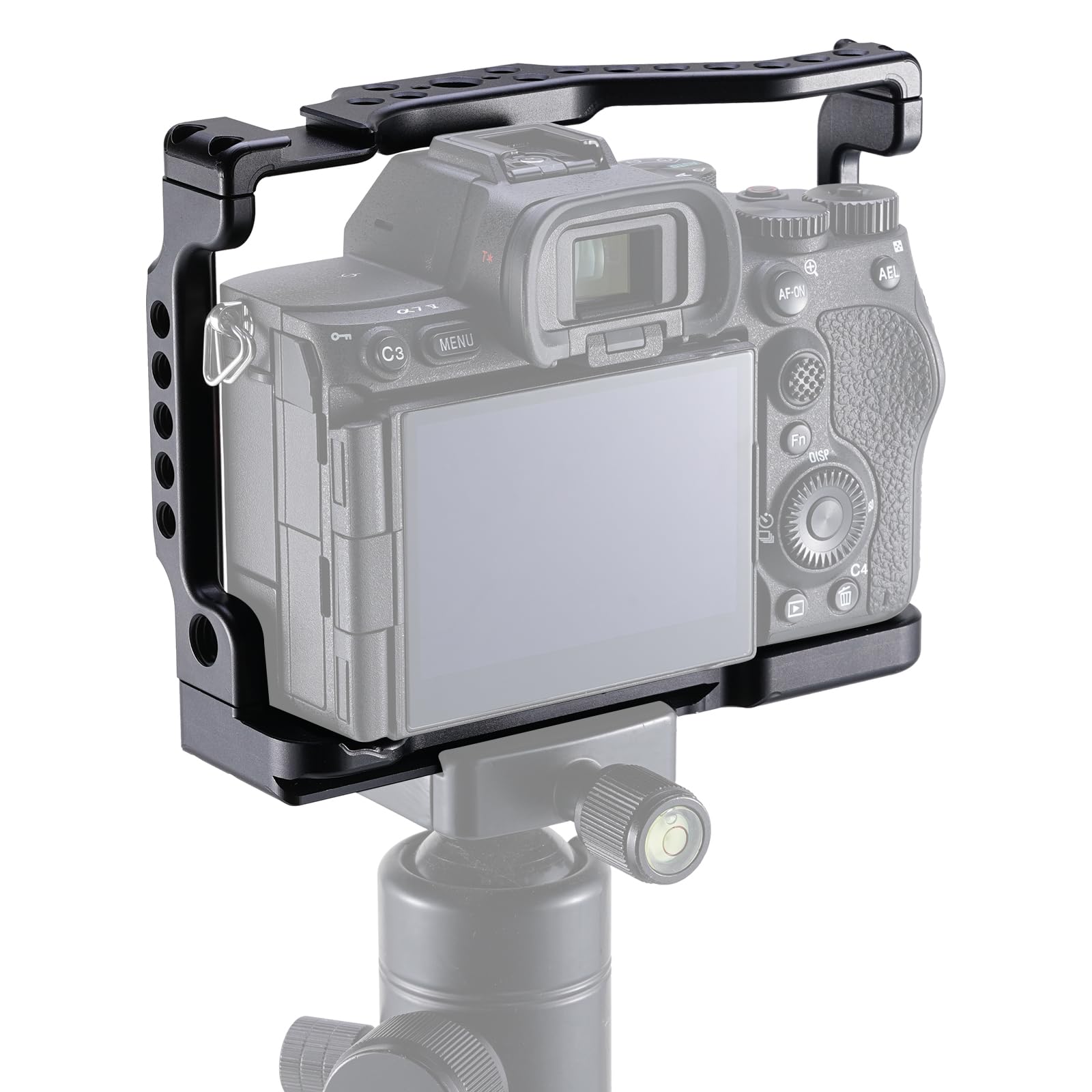 Hersmay Jaula A7 V con asa superior, jaula de aleación de aluminio para cámaras Sony A7 V sin espejo, estabilizador de aparejo de grabación de video con montaje de 0.25 pulgadas y agujero de