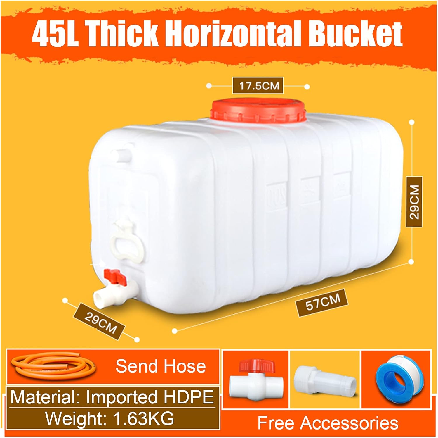 Water Tank 45 Liters Drinking Water Container with Faucet，Refrigerator Water Storage，Hiking Hurricane Emergency Car Water Tank，Outdoor Camping，Hunting，Self-Driving Tour