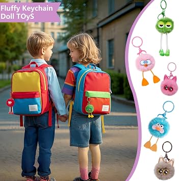 OMyFav 24PCS Party Favors Keychains - Fuzzy keychains Bulk for Kids