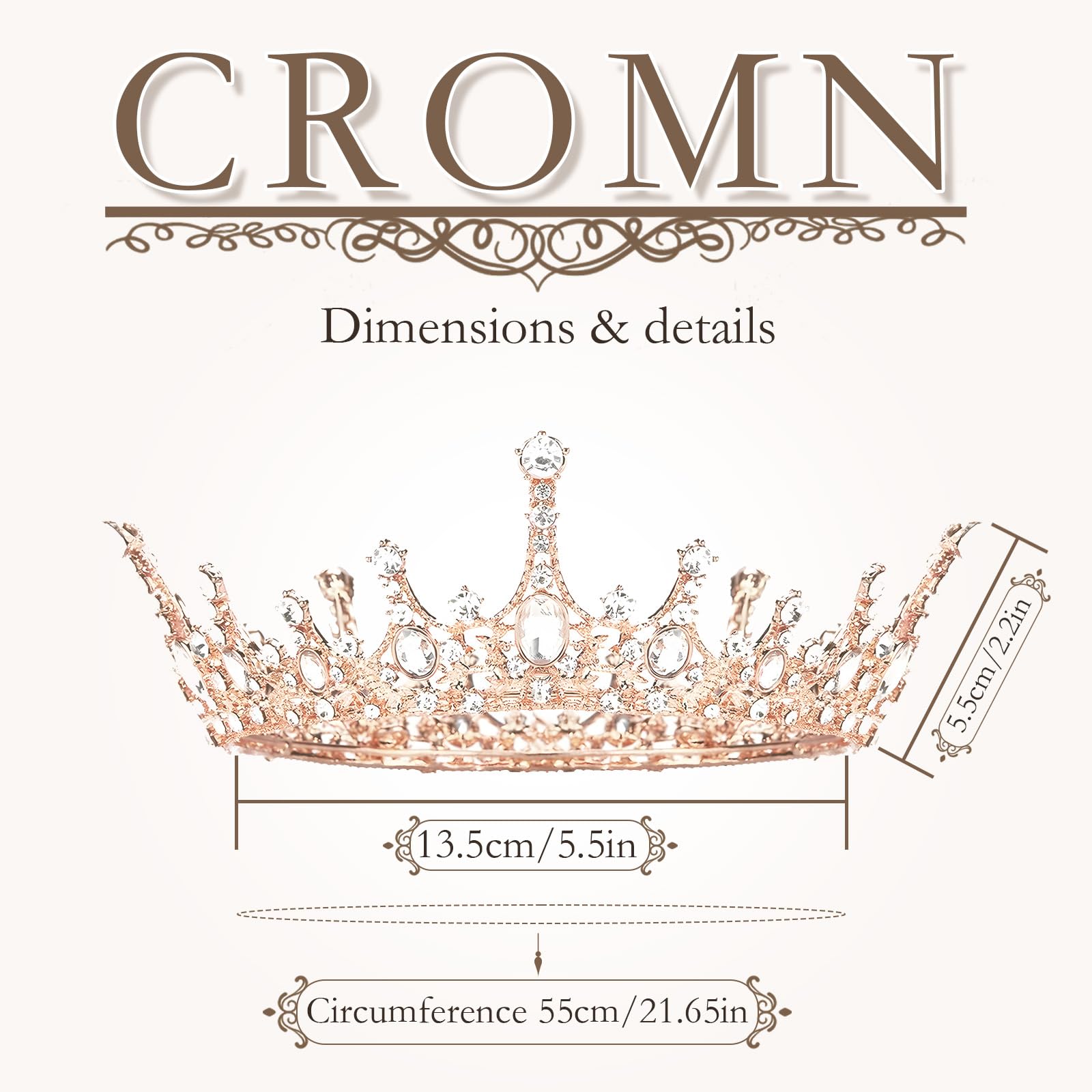 Nuziale Corona Barocca Retrò in Strass Diadema Cristallo Coroncine Sposa, per Donna Cerimonia Nuziale Prom Dresses Pageants Princess Compleanno Parties Crown
