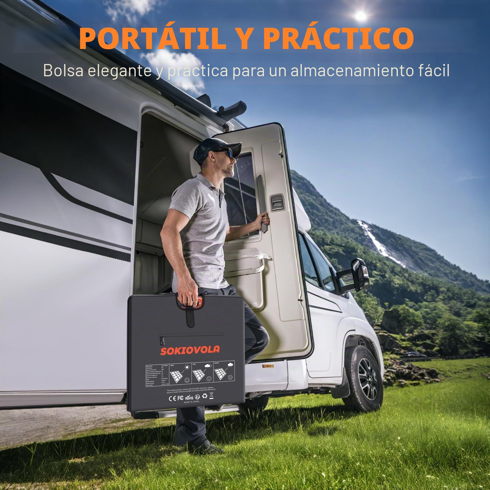 SOKIOVOLA N-Type 16BB 200W Panel solar portátil para EF/Jackery/Bluetti/Anker, panel solar plegable de 20 V, 25% de alta eficiencia, IP68, impermeable, para viajes al aire libre, caravana, camping