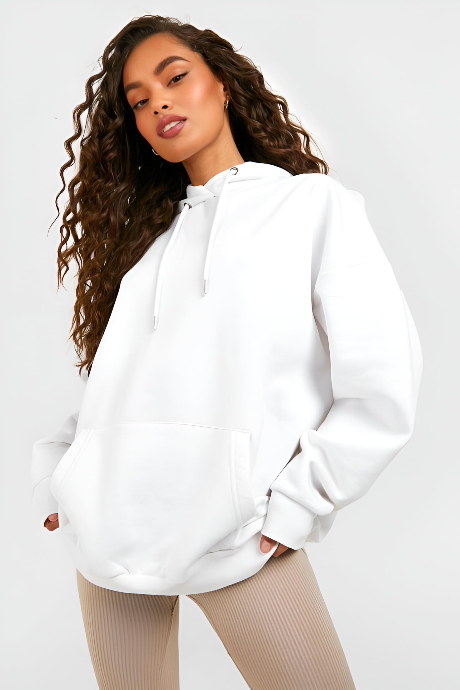 DRKx VSTRA Unisex Premium White Hoodie – Ultra-Soft Solid Pullover for Winter (in, Alpha, L, Regular) 1