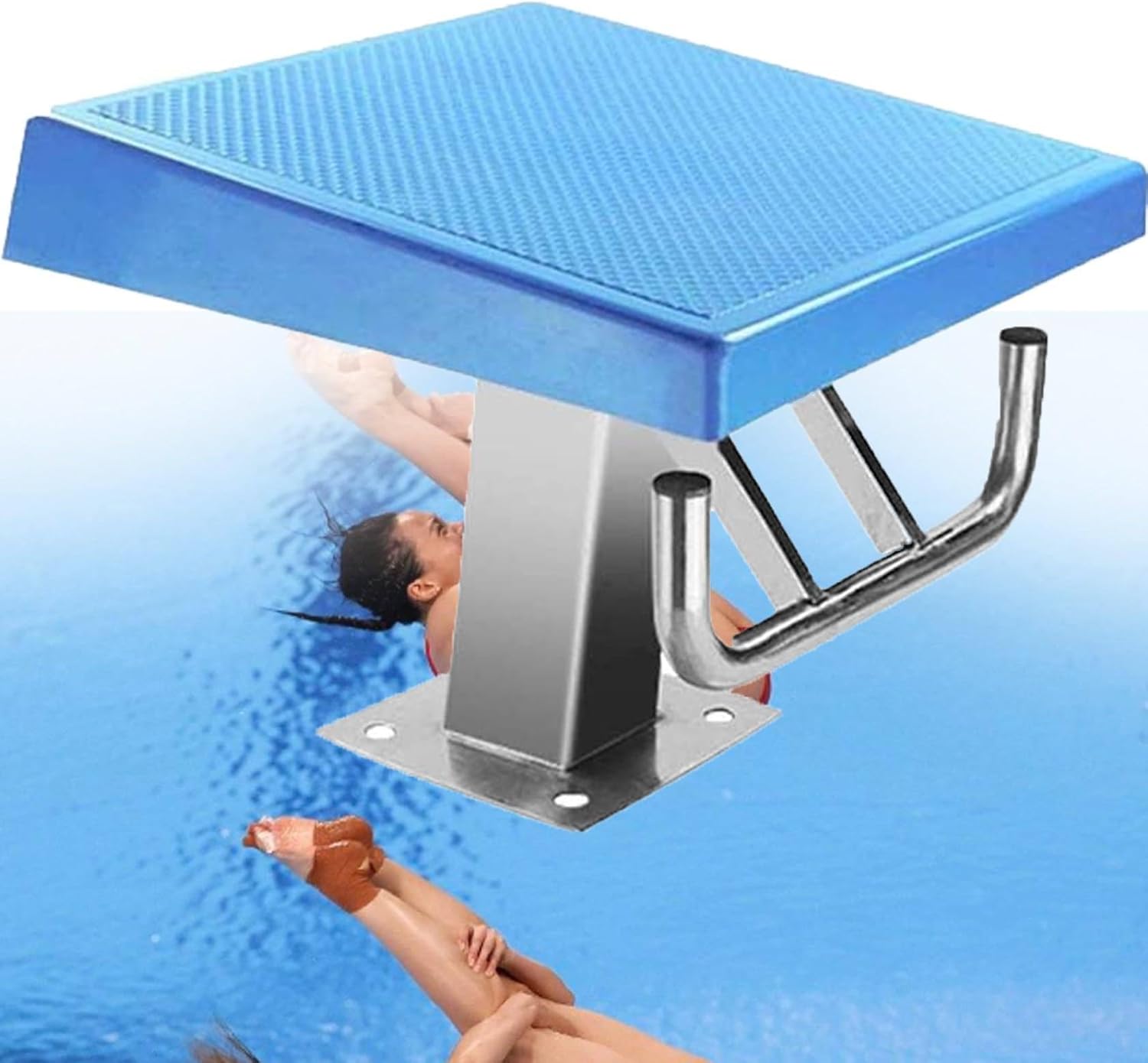 Standard Diving Board for Pools, Stainless Steel Jumping Platform, Indoor/Outdoor Swimming Training Block, Durable Diving Board with Fittings, Perfect for Competitive Diving