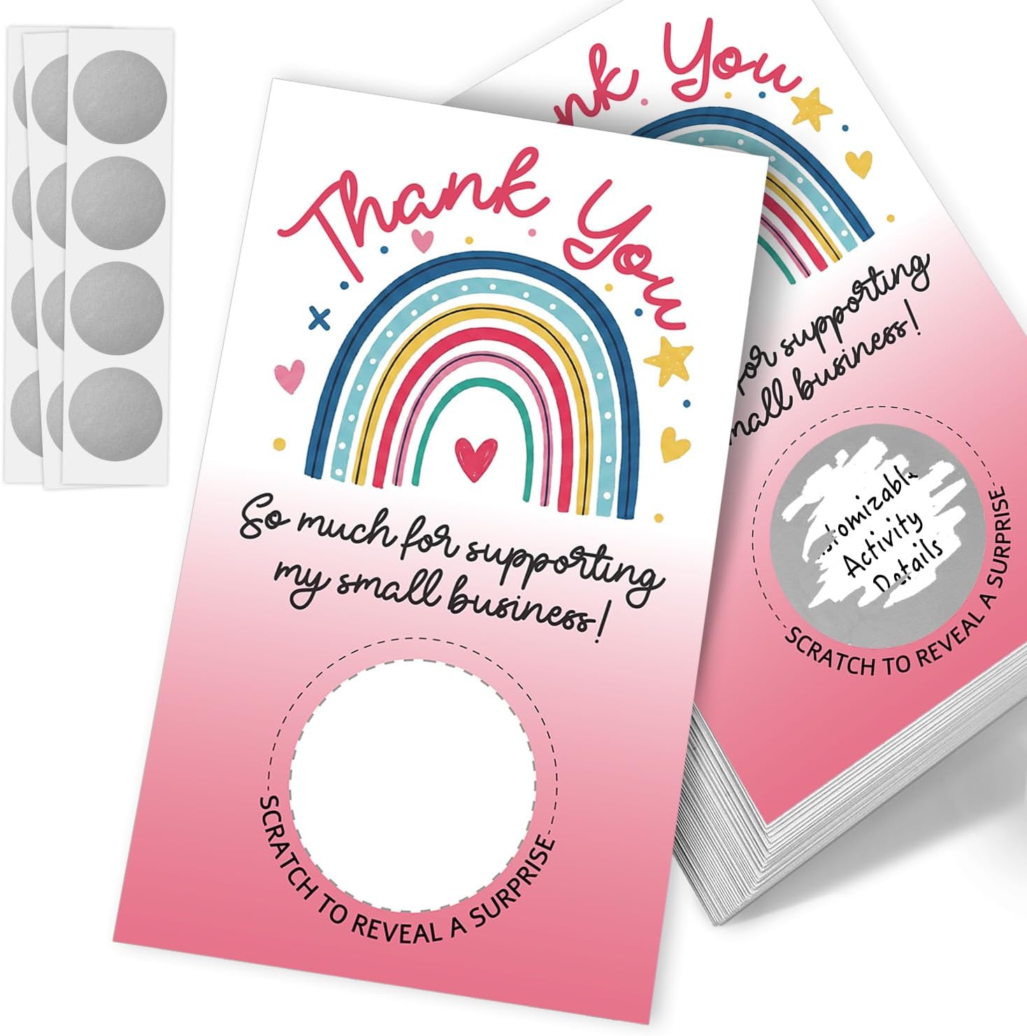 Thank You Blank Funny Party Game Scratch Off Cards 50Pcs, for Small Business, Birthday, Spa Beauty Makeup Hair Salon, Bridal Shower Baby Shower Wedding Wedding Engagement Enterprises Activity