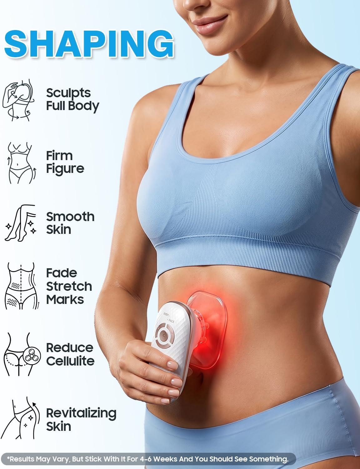 LZSIG 4-in-1 Body Sculpting Machine - Cellulite Massager Tool with Heating for Stomach, Arms, Legs - Facial Massager for Daily Routine & Gift