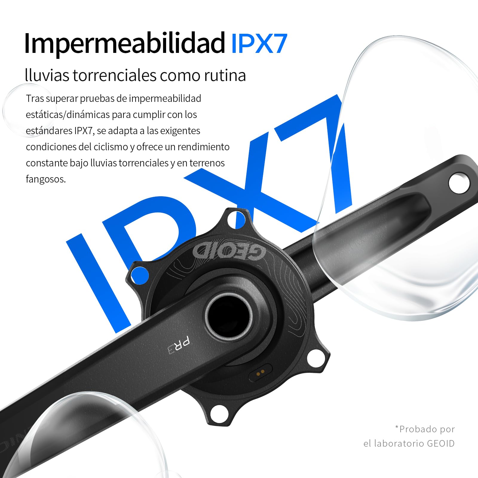 GEOID PM500 Medidor de Potencia para Bicicleta de Carretera - Cigüeñal Ligero 680g con Precisión ±1,5%, Batería 300 Horas, 110 BCD, Bluetooth/Ant+, IPX7 Impermeable
