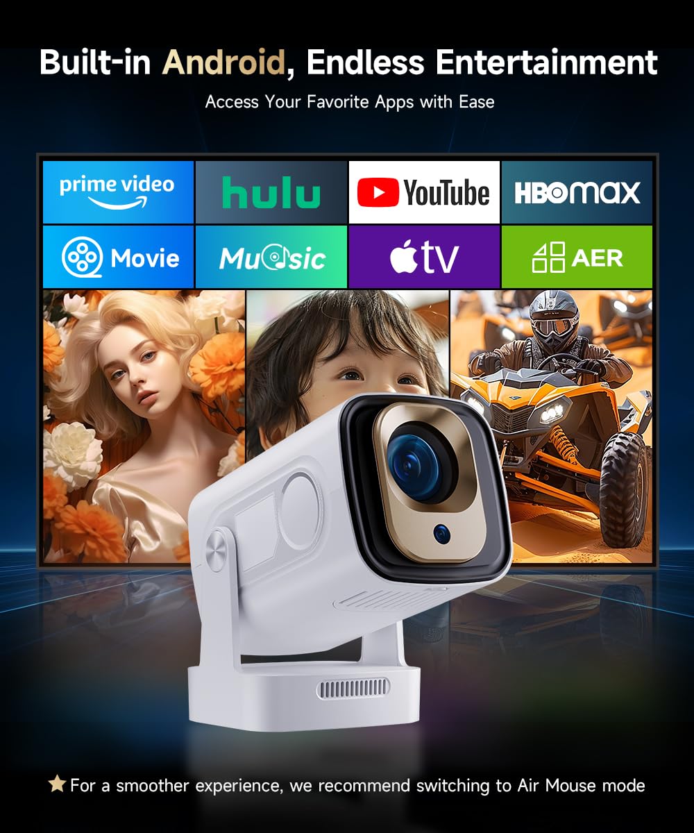 Proiettore Magcubic, mini proiettore HY310 4K Supporta proiettore FHD 1080P Autofocus, proiettore Android Home Theater Smart con WiFi6, BT5.4, proiettore portatile con rotazione di 180°