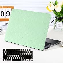 for MacBook Air 13 inch Case M5 M4 M3 M2 2026-2022 Checker Leather Cover | Precise Logo Cutout,Scratch,Elegant Laptop Hard Case, Keyboard Cover,Mint Green, Model A3449 A3240 A3113 A2681