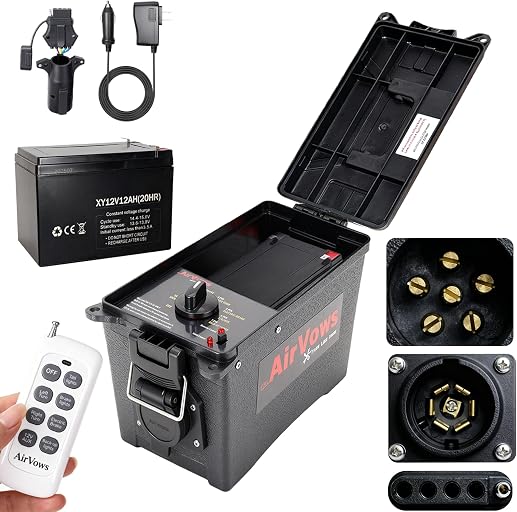 Trailer Light Tester Box with 12V 12Ah Battery,Remote Control Function with 98 FT Range, 7-Way Flat (Spade) Pin,6-Way Round Pin,4/5-Pin Connectors,IPX8 Waterproof Case,2-Year Warrnaty