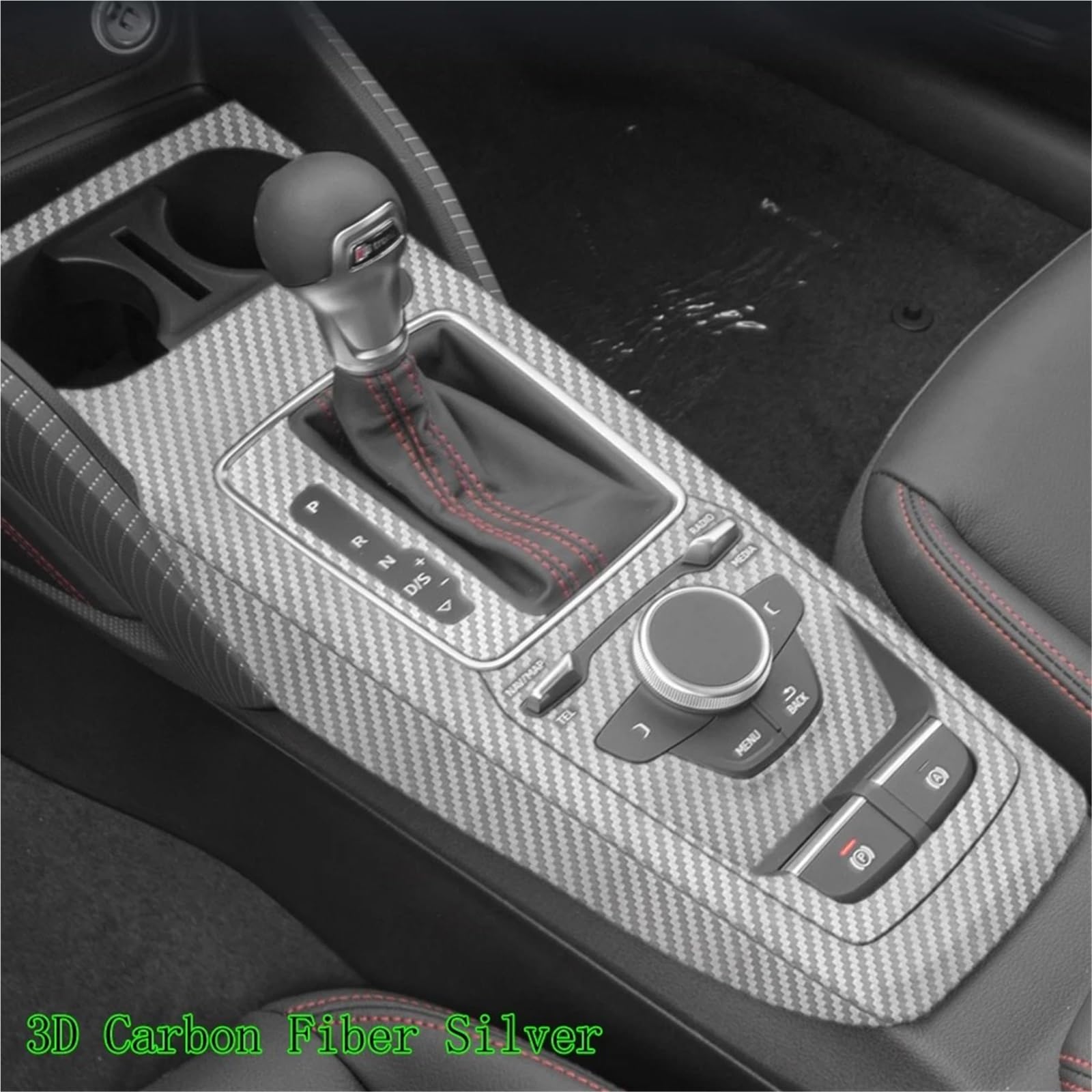 Consolle centrale dell'auto Adesivi In ​​fibra Carbonio Per Q2 2018-2023 Pannello Sollevamento Della Maniglia Della Porta Cruscotto Della Console Centrale(Crocodile skin patte)