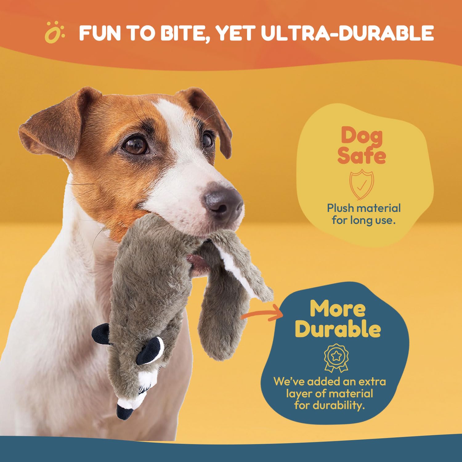 No Stuffing Dog Toys 5 Pack - Stuffless Plush Dog Toy with Squeaker & Loud Crinkle, Multi, Medium - Image 4
