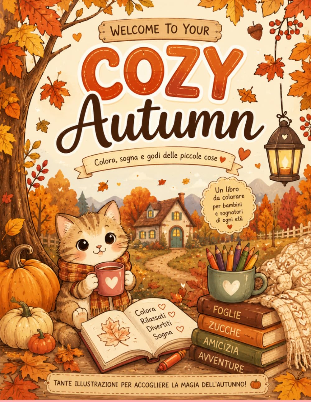 Cute Cozy Autumn Coloring Book: Cute Fall Scenes to Color | Pumpkins, Cozy Animals, Forest Adventures, Halloween & Autumn Fun