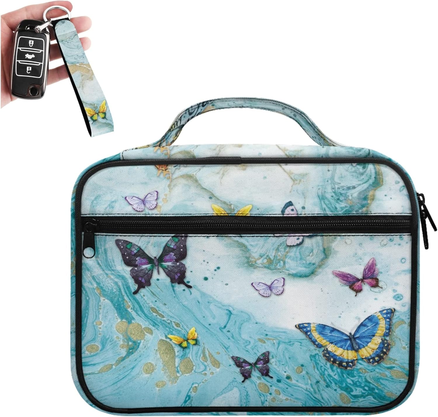 DMOYALA Blue Marble Butterfly Bible Cover for Women Men