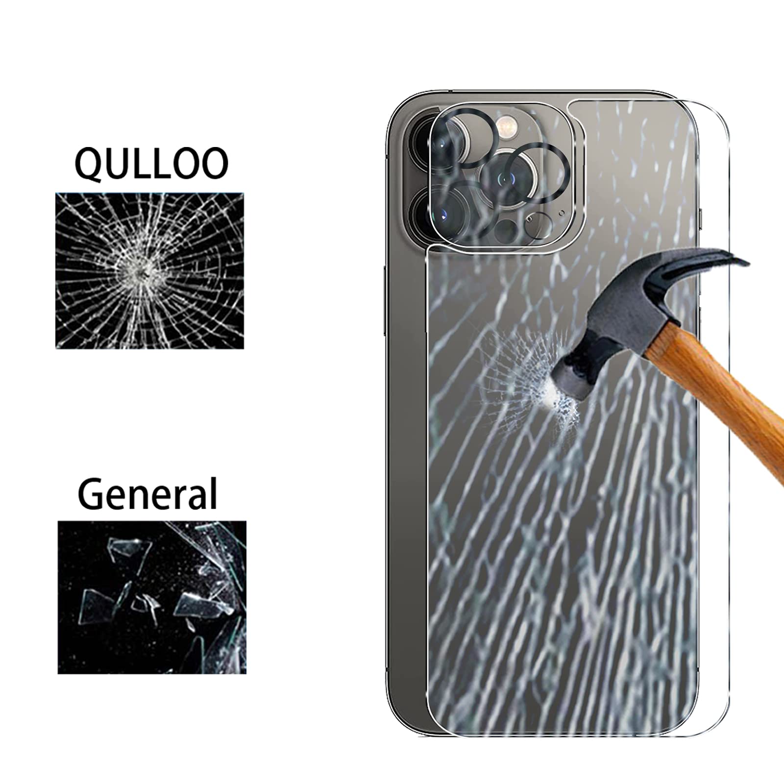 QULLOO [2 Pezzi Back Pellicola per iPhone 13 Pro Max, [2 Pezzi] 9H Durezza Ultra Resistente Vetro Temperato Anti-graffio Protettore per iPhone 13 Pro Max 6,7 Pollici