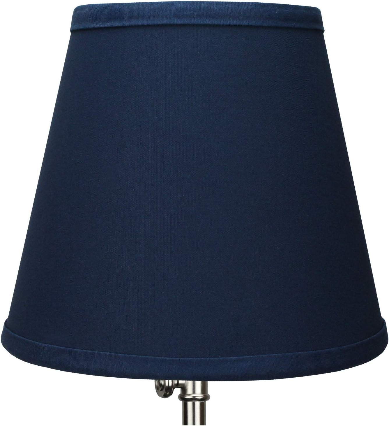 FenchelShades.com Lampshade 5" Top Diameter x 9" Bottom Diameter x 7" Slant Height with Clip-On Attachment for Standard Edison-Style Lightbulb (Linen Navy Blue)