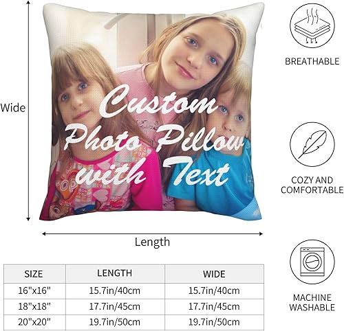 Miniatura 3 de Byxhuc Almohada personalizada con foto de 20 x 20 pulgadas, funda de almohada personalizada, funda de almohada personalizada para regalos con mis