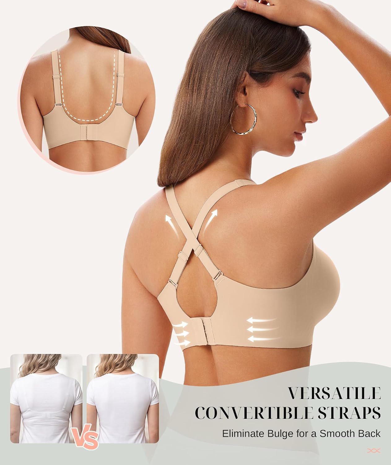 Jelly Bras for Women Deep V Wireless Bra Seamless Push Up T-Shirt Bra image 3