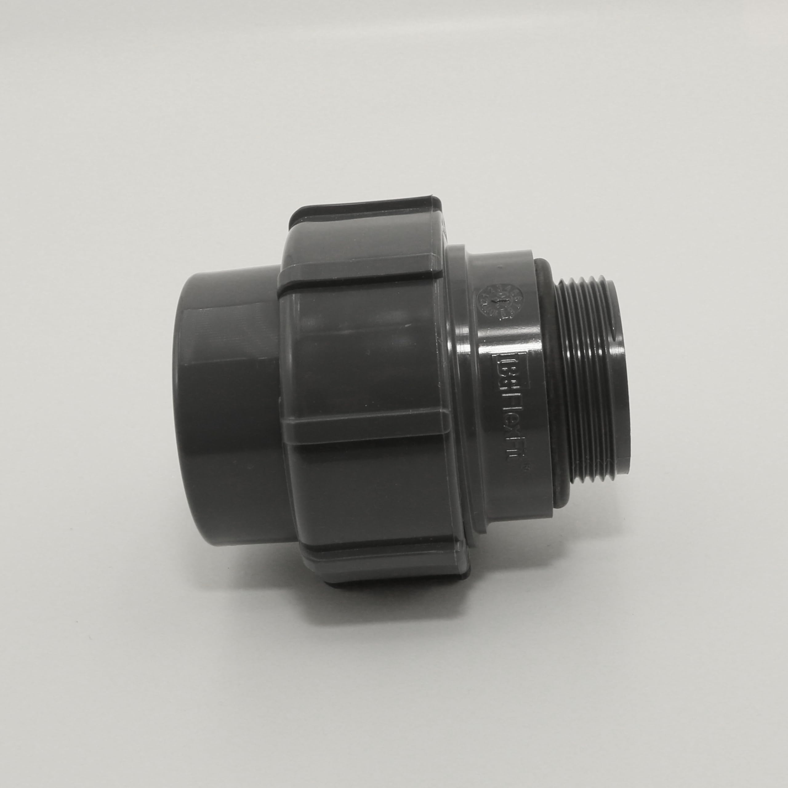 HAF PVC Flexfit Übergangsverschraubung mit 50mm x 1 1/2" | Klemmkupplung x Außengewinde | Klemmverbinder aus grauem PVC | PN4 für Verbindung von Flexschlauch, Poolverrohrung, Druckleitung, Rohrleitung