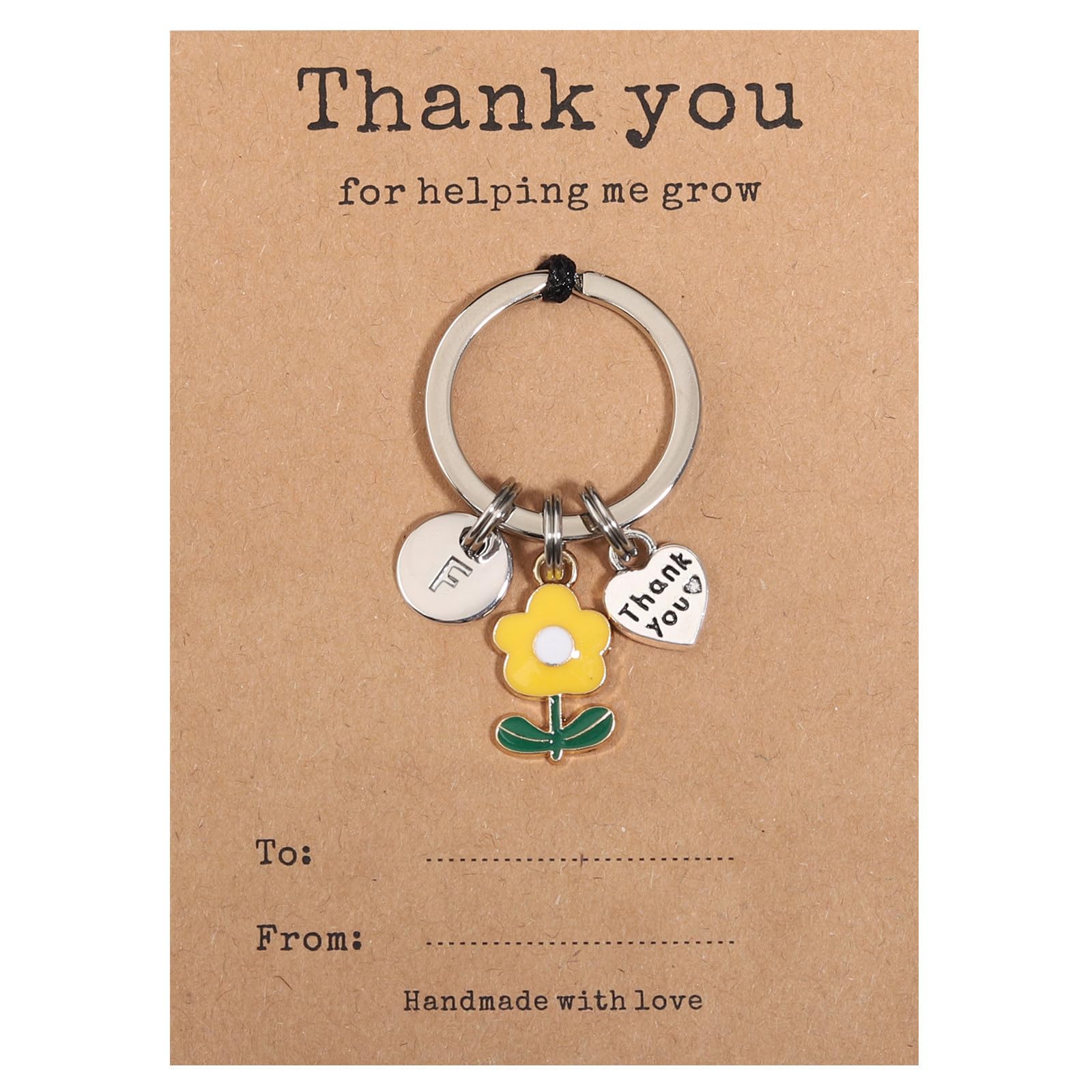 GINAZL Teacher Appreciation Gifts in Bulk Flower Intial Keychain Teacher personalized gifts
